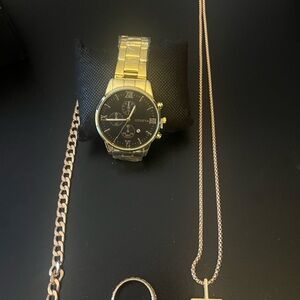 Geneva Gold and Black Chronograph Watch